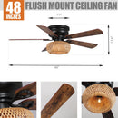 48" Bologna Farmhouse Flush Mount Reversible Ceiling Fan with Lighting and Remote Control