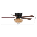 48" Bologna Farmhouse Flush Mount Reversible Ceiling Fan with Lighting and Remote Control
