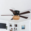 48" Bologna Farmhouse Flush Mount Reversible Ceiling Fan with Lighting and Remote Control