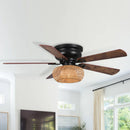 48" Bologna Farmhouse Flush Mount Reversible Ceiling Fan with Lighting and Remote Control
