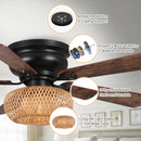 48" Bologna Farmhouse Flush Mount Reversible Ceiling Fan with Lighting and Remote Control