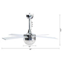 48" Dreyer Modern Chrome Downrod Mount Reversible Crystal Ceiling Fan with Lighting and Remote Control
