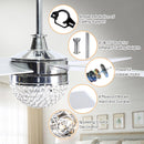 48" Dreyer Modern Chrome Downrod Mount Reversible Crystal Ceiling Fan with Lighting and Remote Control