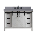 Nuvia White Bathroom Vanity With Gray Quartz Top And Faucet Set (SAK40685)