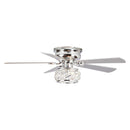 48" Modern Chrome Flush Mount Reversible Crystal Ceiling Fan with Lighting and Remote Control