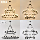 48" Wagon Wheel Hanging Lights Ceiling Chandelier for Dining & Living Room