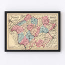 Vintage Map of Hunterdon County, New Jersey 1872