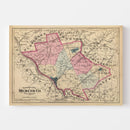 Vintage Map of Mercer County, New Jersey 1872