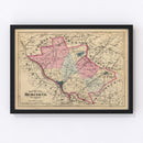 Vintage Map of Mercer County, New Jersey 1872