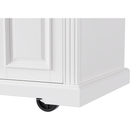 K&K 54inch Large Kitchen Island with Rubber Wood Drop Leaf, Embossed Texture Rolling Kitchen Cart on 4 Wheels with 4 Doors and 3 Drawers, Kitchen Island with Storage for Kitchen, Dining Room,White