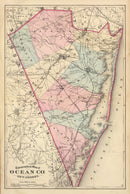 Vintage Map of Ocean County, New Jersey 1872