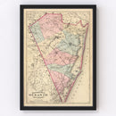 Vintage Map of Ocean County, New Jersey 1872