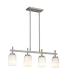 31"W 4-Light Kitchen Island Light Fixture Brushed Nickel Finish Frosted Glass Shade