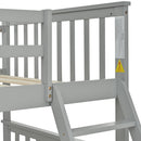 Wooden Twin Over Full Bunk Bed with Storage Drawers, Ladder, and Safety Guard Rails in Grey