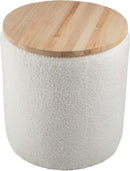 Cream Textured Storage Ottoman Removable Lid Walnut