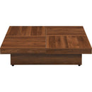 Square Marble Veneer Coffee Table Sliding Top with Storage in Walnut 39.4"