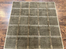 Tibetan Rug 4x6, Green Wool Handmade Area Rug 4 x 6, Panel Design, Modern Contemporary