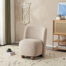 Modern Low Back Accent Chair, Upholstered Armless Living Room Chairs, Round Pine Wood Feet, for Small Living Spaces, Living Room, Bedroom, Balcony, Office, Reading Nook, Khaki