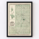 Vintage Map of Wells County, Indiana 1876