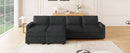 Convertible U-shaped Sectional Sofa with Storage Chaise Lounges and USB Ports, Black Twill Polyester, 103.9 Inches