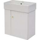 21.6inch Modern Floating Bathroom Vanity with Ceramic Basin - Perfect for Small Bathrooms, Left side storage