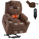 Up to 350 LBS Chenille Power Lift Recliner Chair, Heavy Duty Motion Mechanism with 8-Point Vibration Massage and Lumbar Heating, USB and Type-C Ports, Stainless Steel Cup Holders, Brown