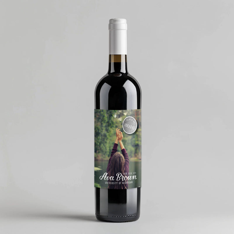 Silver Badge Graduation Wine Label