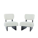 [Set of 2] Modern Beige Lounge Chair with Polyester Upholstery, Sturdy Black Wood Base, Minimalist Design, Stylish and Comfortable Accent Seating for Living Room, Bedroom, or Office