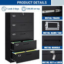5 Drawer Lateral File Cabinet Lockable Metal Office Storage