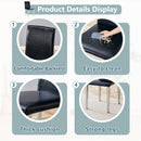 Simple and Versatile Four Black PU Dining Chairs with Silver Metal Legs