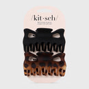 Black & Tort Claw Clips 2pc Set - Large