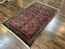 Antique Persian Bijar Rug 5x7, Allover Pattern, Hand Knotted Vintage Wool Tribal Oriental Carpet, Bidjar Rug, Red and Cream 5 x 7 ft, Handmade Rug