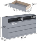 Six Drawer LED Dresser With USB Charging Ports For Bedroom