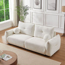 Lamb's wool 2-seater cushion sofa 90" comfortable sofa for living room Bedroom and other casual spaces Lamb's wool sofa with 2 cushions and 2 ball pillows. (BEIGE)two sets