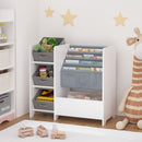 Bookshelf And Toy Storage Organizer, Multifunctional 4 Tier With 3 Collapsible Drawers - White