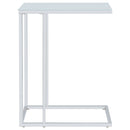 Stella White Glass Top C-Shaped Sofa Side Table Chrome