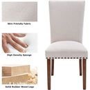 Beige Upholstered Parsons Chair With Nailhead Trim