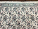 Belgium Power Loomed Rug 8x11, Ivory and Green, Wool Carpet, Floral