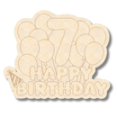 Unfinished Wood Etched 7th Birthday Balloons Shape | Paint By Line Crafts | up to 30" DIY
