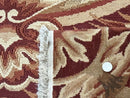 Large Aubusson Rug 10x13, Thick Flatweave Carpet, Elegant European Design, Cream and Raspberry