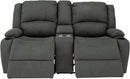 Powered Double Wall Hugger Recliner Sofa 67in Fossil Cloth