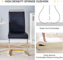 Modern Dining Chairs Set Of 4 PU Faux Leather High Back Black With Gold Legs