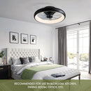 20 Inch Black Flush Mount Smart Ceiling Fan With LED Lights