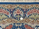 Magnificent Persian Qum Silk Rug 3x5, Blue, Super Fine 675 KPSI - 70 Raj, Floral Roses, Handmade Vintage Silk Carpet, Masterpiece