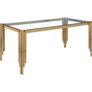 65' Rectangle Glass Dining Table, Tempered Glass Tabletop and Polished Gold Legs, Modern Style Table for Home, Kitchen. Dining Room