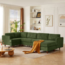 Modern Modular Sectional couch,6 Seaters Sleeper Sofa Upholstered Corduroy Free Combination Sofa(Green)