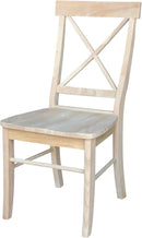 X Back Dining Chairs Set Of 2 In Unfinished Parawood