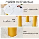Table and chair set, round table with white marble pattern, gold MDF table legs, soft and comfortable dining chair, suitable for kitchen and living room