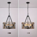 4 Light Modern Farmhouse Chandelier Grey Wood Rustic Finish