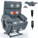 Grey Dual Motor Infinite Position Up to 350 LBS Chenille Power Lift Recliner Chair, Heavy Duty Motion Mechanism with 8-Point Vibration Massage and Lumbar Heating, Dual Cup Holders